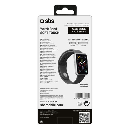 SBS - Brățară pentru Apple Watch 40 mm, mărimea M/L, neagră