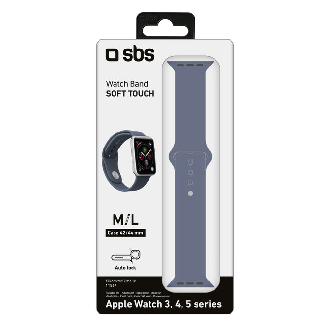SBS - Brățară pentru Apple Watch 44 mm, mărimea M/L, albastră