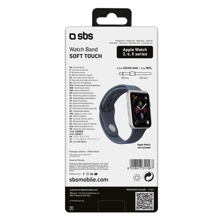 SBS - Brățară pentru Apple Watch 44 mm, mărimea M/L, albastră
