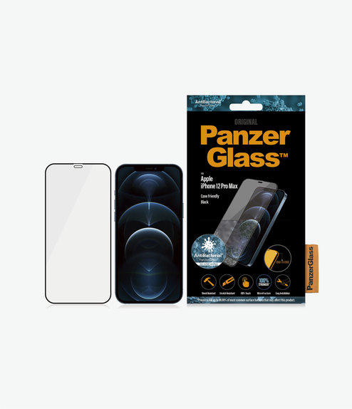 PanzerGlass - Geam Securizat Case Friendly AB pentru iPhone 12 Pro Max, negru