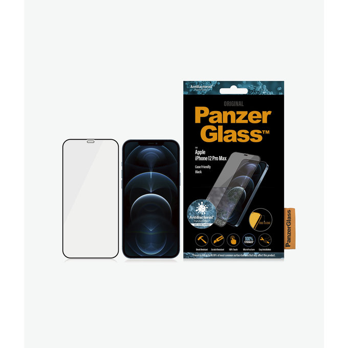 PanzerGlass - Geam Securizat Case Friendly AB pentru iPhone 12 Pro Max, negru