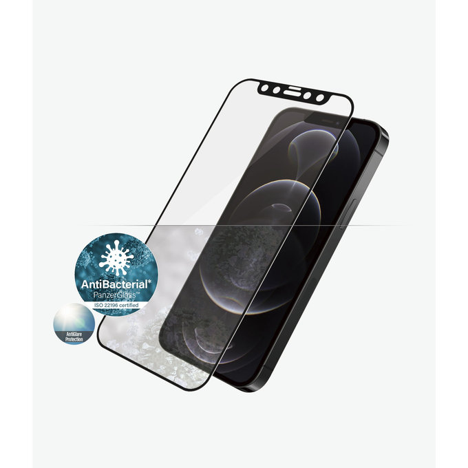 PanzerGlass - Geam Securizat Case Friendly AntiGlare pentru iPhone 12 & 12 Pro, negru