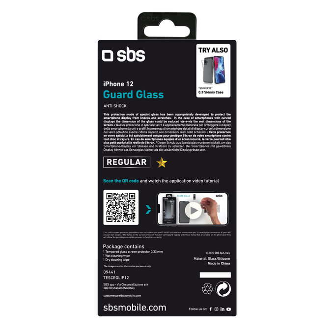 SBS - Geam Securizat pentru iPhone 12 mini, transparent