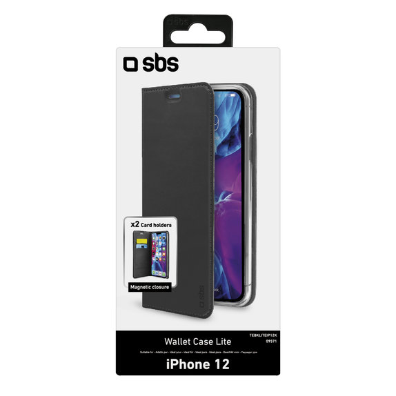 SBS - Caz Book Wallet Lite pentru iPhone 12 mini, negru