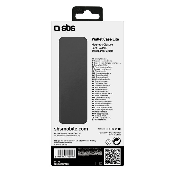 SBS - Caz Book Wallet Lite pentru iPhone 12 mini, negru