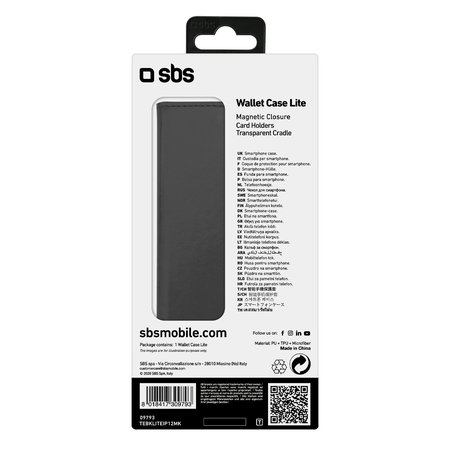 SBS - Caz Book Wallet Lite pentru iPhone 12 & 12 Pro, negru