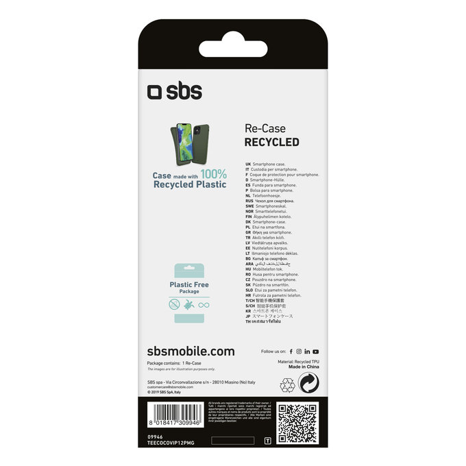SBS - Husă TPU pentru iPhone 12 Pro Max, reciclată, ambalaj Eco, verde