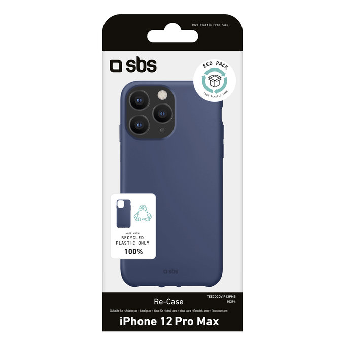 SBS - Husă TPU pentru iPhone 12 Pro Max, reciclată, ambalaj Eco, albastră