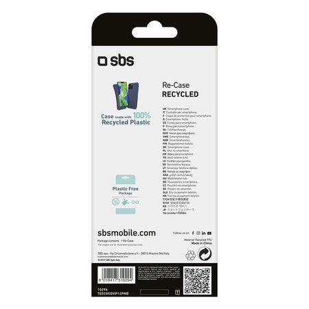 SBS - Husă TPU pentru iPhone 12 Pro Max, reciclată, ambalaj Eco, albastră