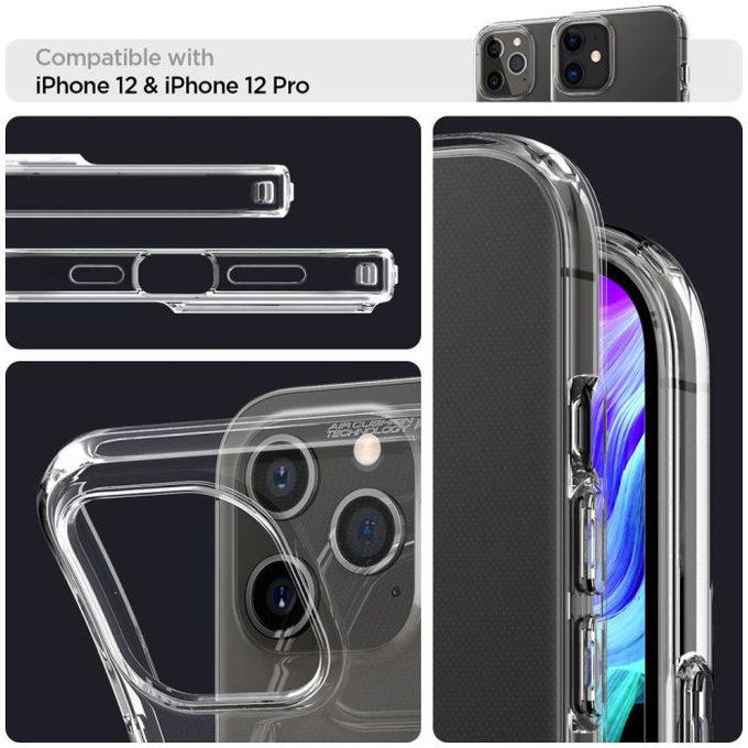 Spigen - Caz Liquid Crystal pentru iPhone 12 & 12 Pro, Crystal Clear