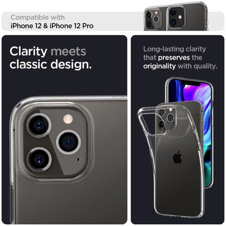 Spigen - Caz Liquid Crystal pentru iPhone 12 & 12 Pro, Crystal Clear