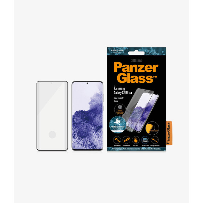 PanzerGlass - Geam Securizat Case Friendly AB pentru Samsung Galaxy S21 Ultra, Fingerprint komp., negru