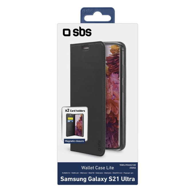 SBS - Caz Book Wallet Lite pentru Samsung Galaxy S21 Ultra, negru