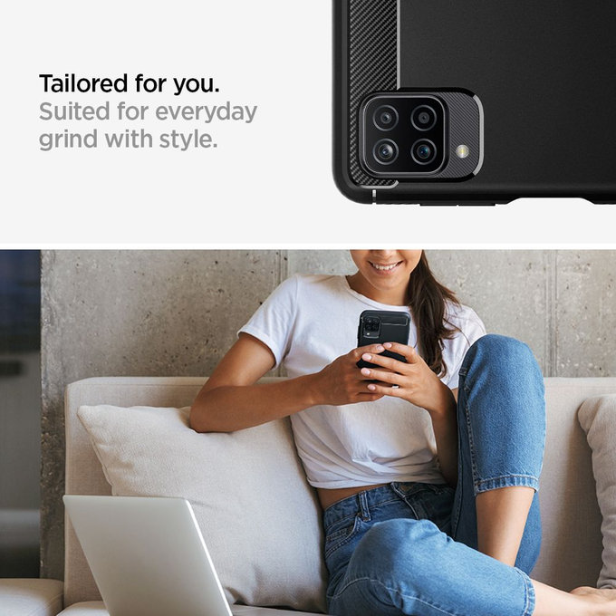 Spigen - Husă Rugged Armor pentru Samsung Galaxy A12, neagră