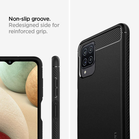 Spigen - Husă Rugged Armor pentru Samsung Galaxy A12, neagră
