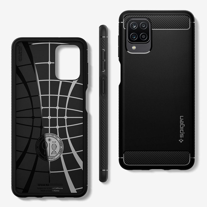 Spigen - Husă Rugged Armor pentru Samsung Galaxy A12, neagră