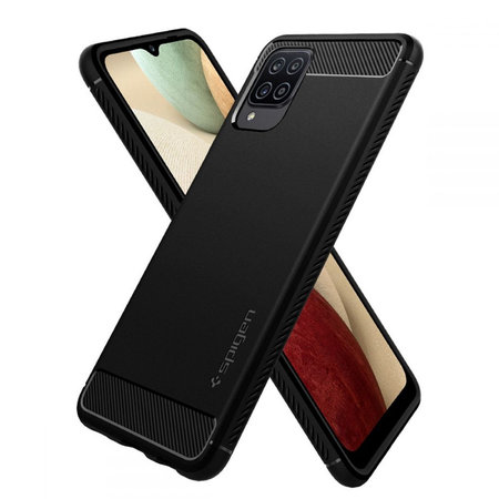 Spigen - Husă Rugged Armor pentru Samsung Galaxy A12, neagră