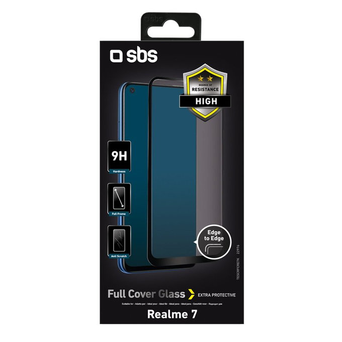SBS - Geam Securizat Full Cover pentru Realme 7, negru