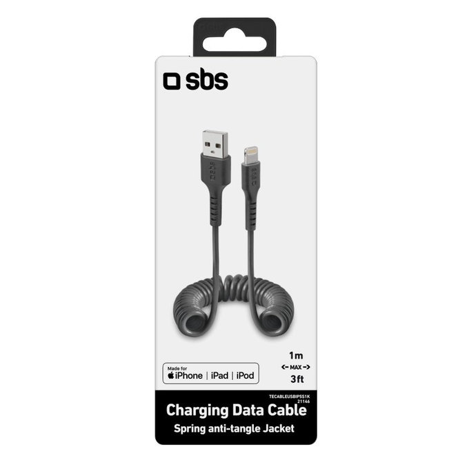 SBS - Lightning / USB Cablu (1m), negru