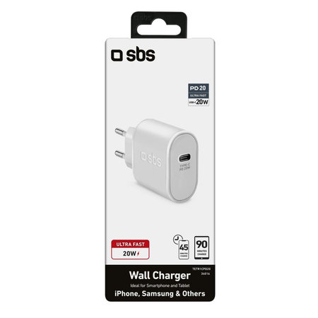 SBS - 20W Adaptor de încărcare USB-C, alb