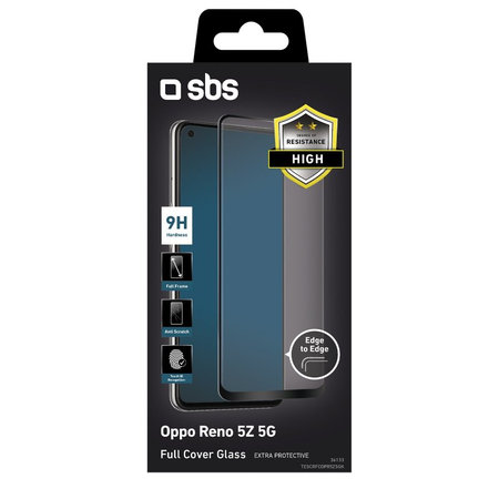 SBS - Geam Securizat Full Cover pentru Oppo Reno 5Z 5G, negru