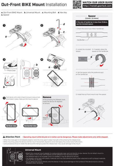 Spigen - Tartó Kerékpárhoz, Robogóhoz Gearlock MF100, fekete