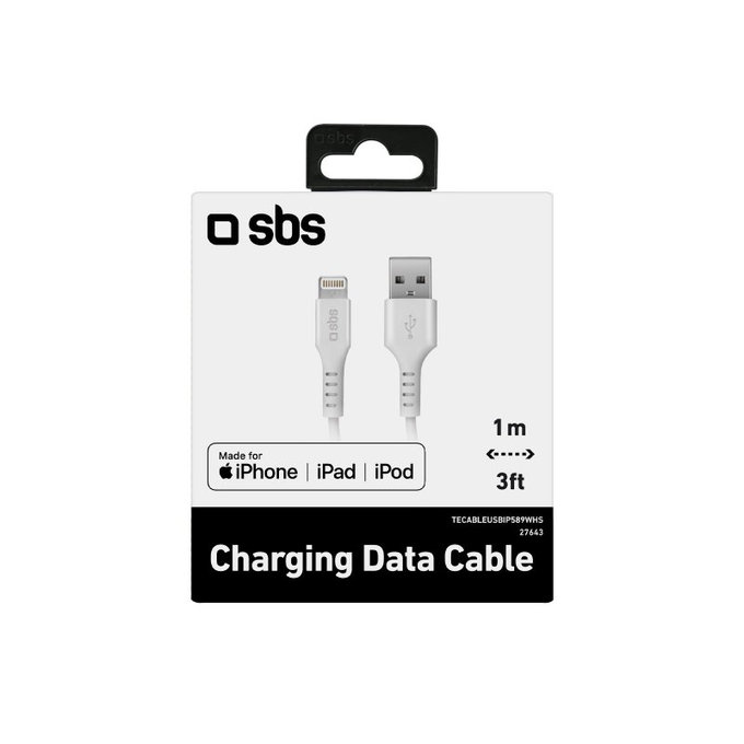 SBS - Lightning / USB Cablu (1m), alb