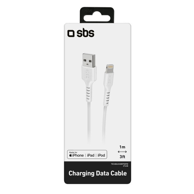 SBS - Lightning / USB Cablu (1m), alb