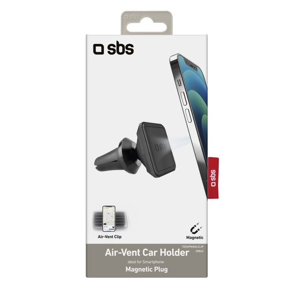 SBS - Suport pentru aerisire auto, magnetic, pătrat, negru