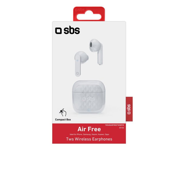 SBS - Că?ti fără fir TWS Air Free cu carcasă de încărcare 250 mAh, alb