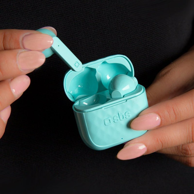 SBS - Că?ti fără fir TWS Air Free cu carcasă de încărcare de 250 mAh, albastru