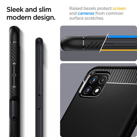 Spigen - Husă Rugged Armor pentru Samsung Galaxy A22 5G, negru