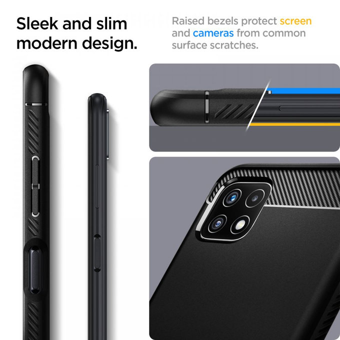 Spigen - Husă Rugged Armor pentru Samsung Galaxy A22 5G, negru