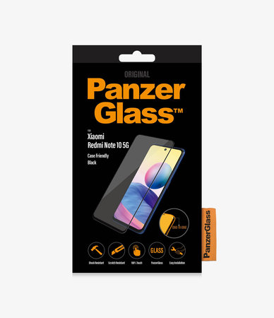 PanzerGlass - Geam Securizat Case Friendly pentru Xiaomi Redmi Note 10 5G, negru
