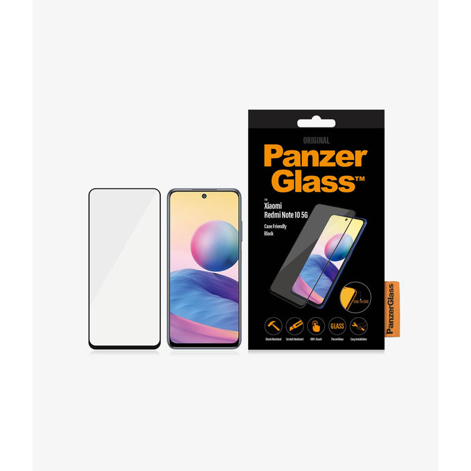 PanzerGlass - Geam Securizat Case Friendly pentru Xiaomi Redmi Note 10 5G, negru