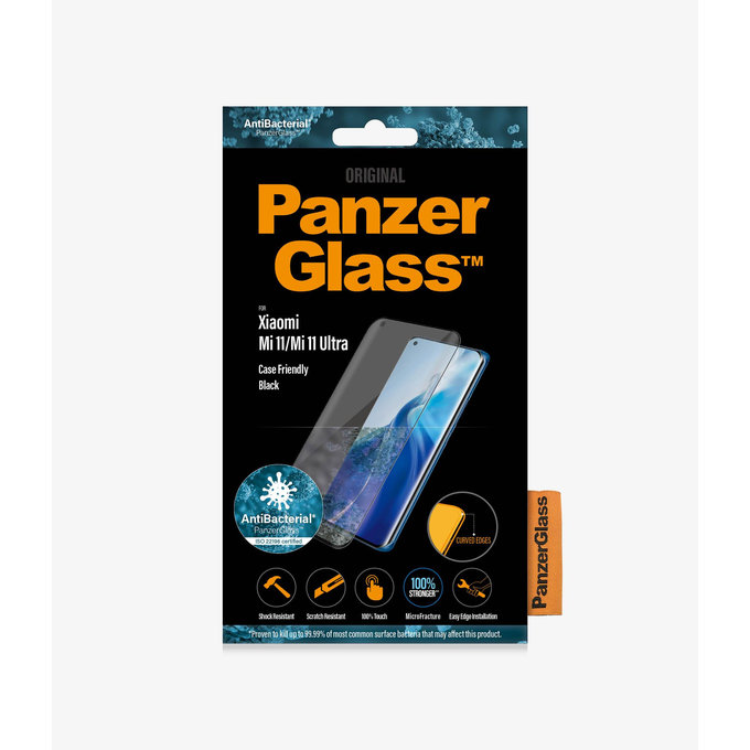 PanzerGlass - Geam Securizat Case Friendly AB pentru Xiaomi Mi 11, Mi 11 Ultra, negru