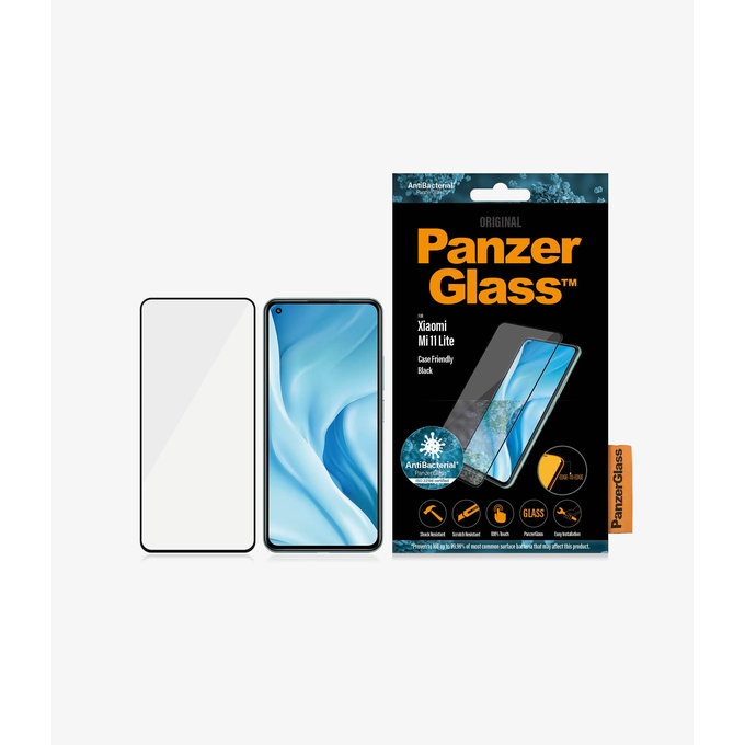PanzerGlass - Geam Securizat Case Friendly pentru Xiaomi Mi 11 Lite, negru