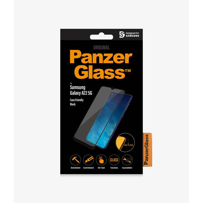 PanzerGlass - Geam Securizat Case Friendly pentru Samsung Galaxy A22 5G, negru