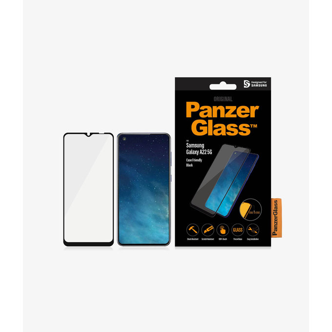 PanzerGlass - Geam Securizat Case Friendly pentru Samsung Galaxy A22 5G, negru
