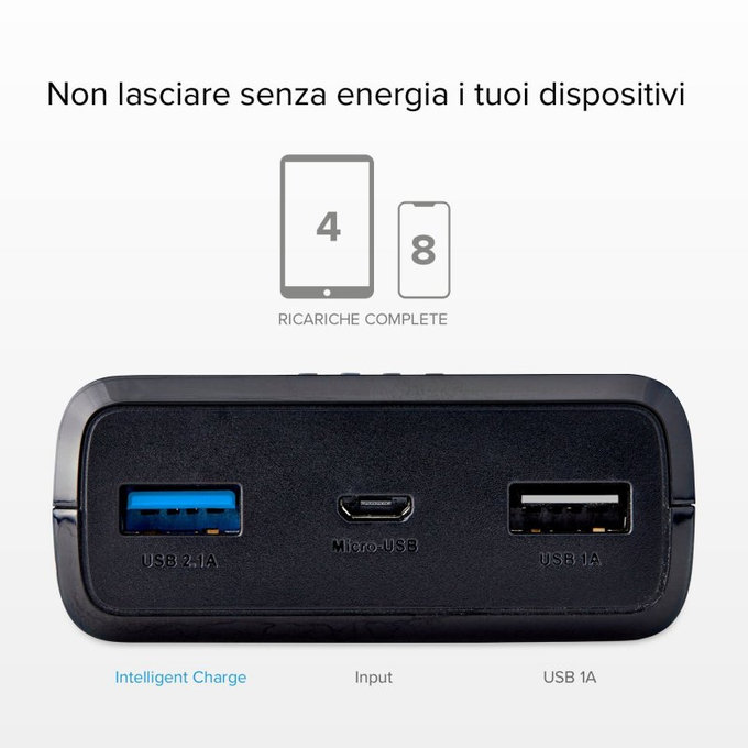 SBS - PowerBank 20 000 mAh - 2x USB, Micro-USB, negru