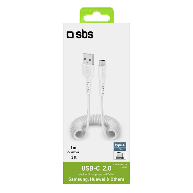 SBS - USB-C / USB Cablu (1m), alb