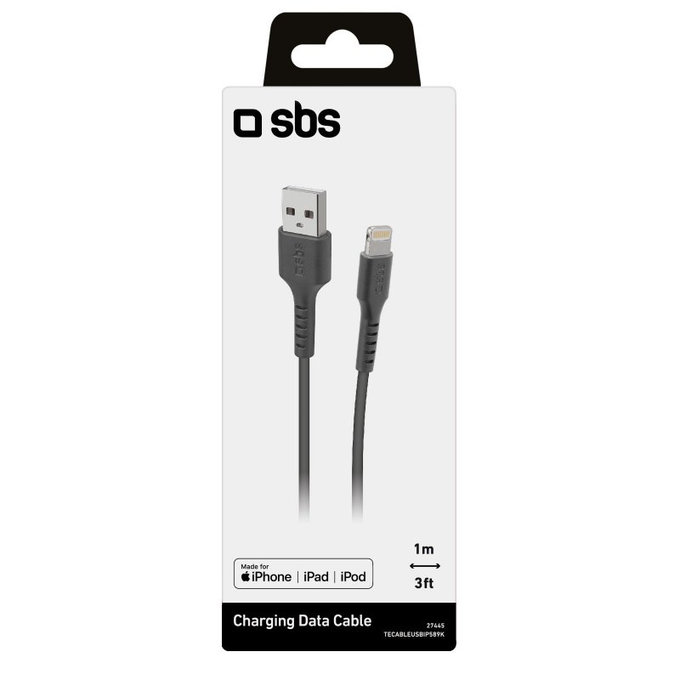 SBS - Lightning / USB Cablu (1m), negru