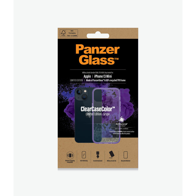 PanzerGlass - Caz ClearCaseColor AB pentru iPhone 13 mini, grape