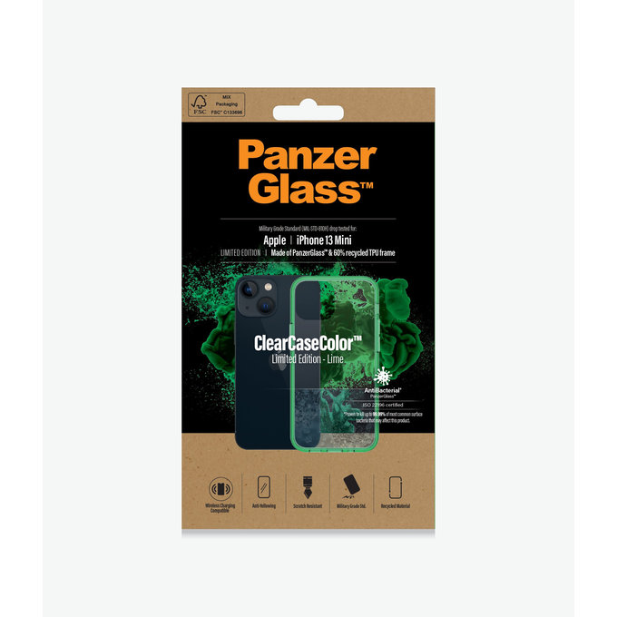 PanzerGlass - Caz ClearCaseColor AB pentru iPhone 13 mini, lime
