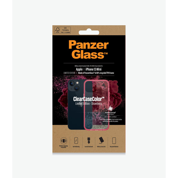 PanzerGlass - Caz ClearCaseColor AB pentru iPhone 13 mini, strawberry