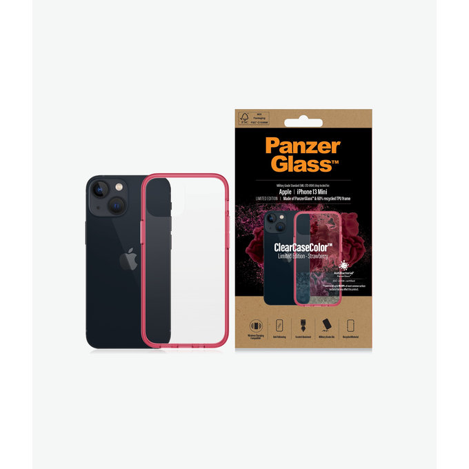PanzerGlass - Caz ClearCaseColor AB pentru iPhone 13 mini, strawberry