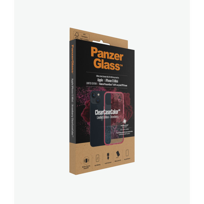 PanzerGlass - Caz ClearCaseColor AB pentru iPhone 13 mini, strawberry