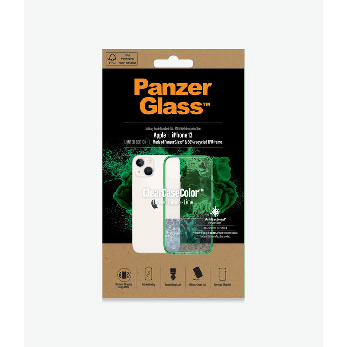 PanzerGlass - Caz ClearCaseColor AB pentru iPhone 13, lime