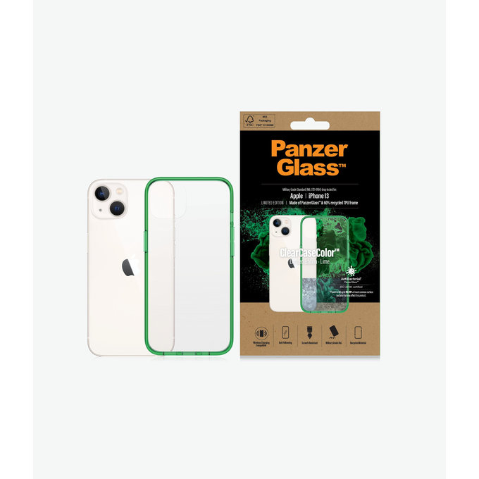 PanzerGlass - Caz ClearCaseColor AB pentru iPhone 13, lime