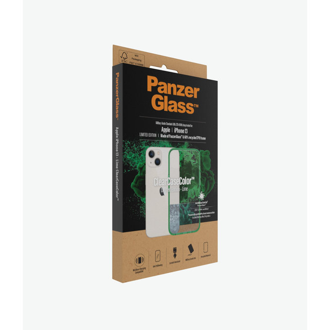 PanzerGlass - Caz ClearCaseColor AB pentru iPhone 13, lime